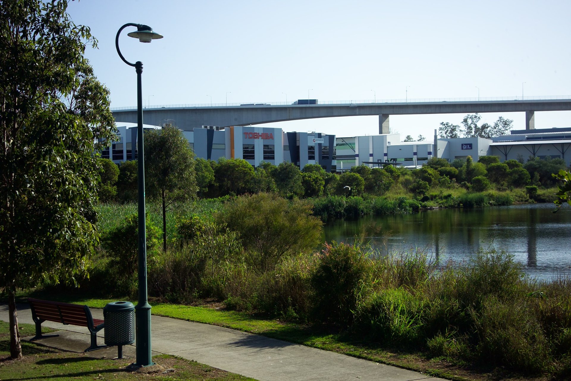 Wetlands, landscaping and business premises at Metroplex on Gateway